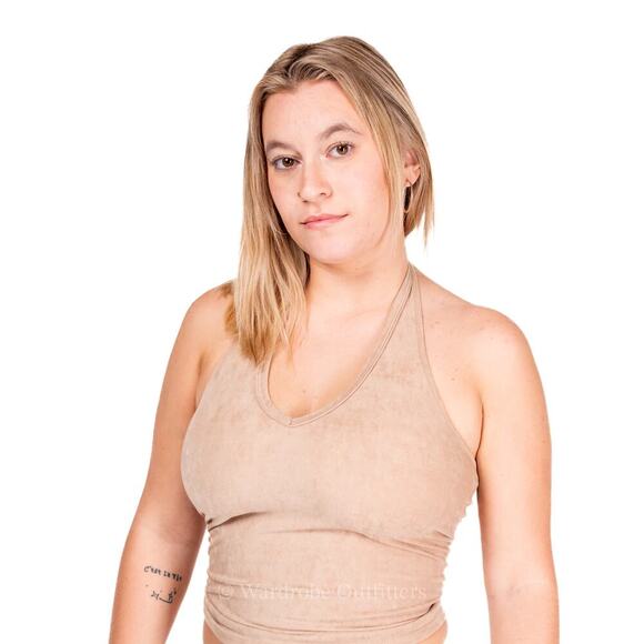 Vintage 90s Tan Backless Halter Top - Picture 6 of 10